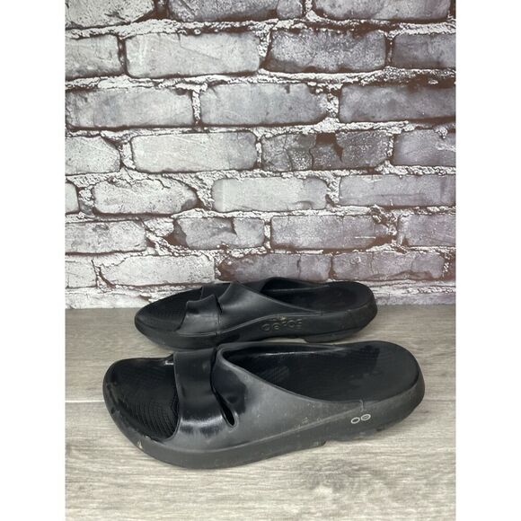 OOFOS OOAHH Black Recovery Rubber Comfort Slides Sandals Men Sz 44EU/11M US